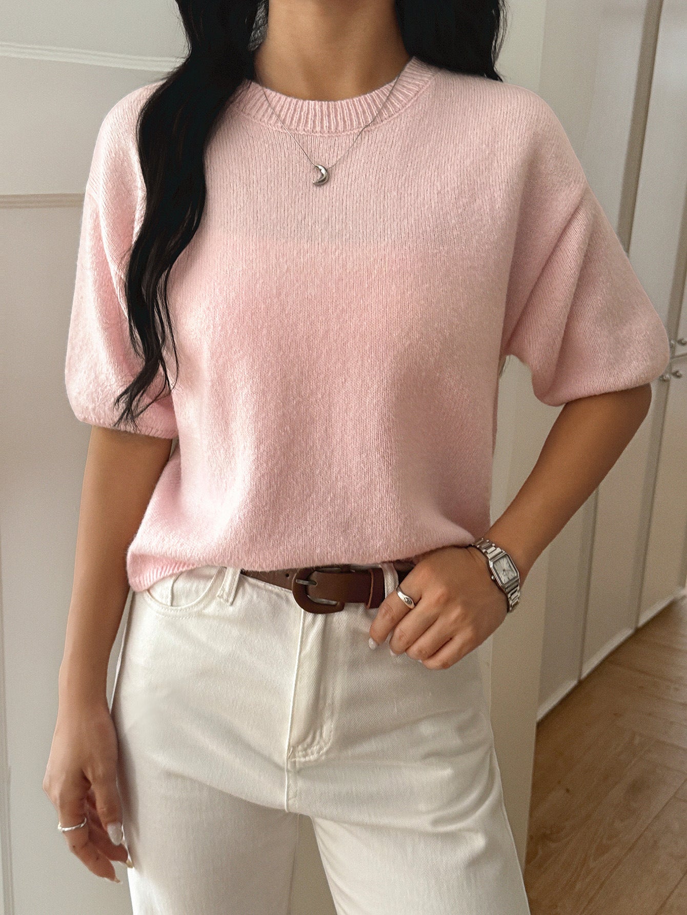 Women Casual Holiday Atmosphere Short Sleeve Sweater