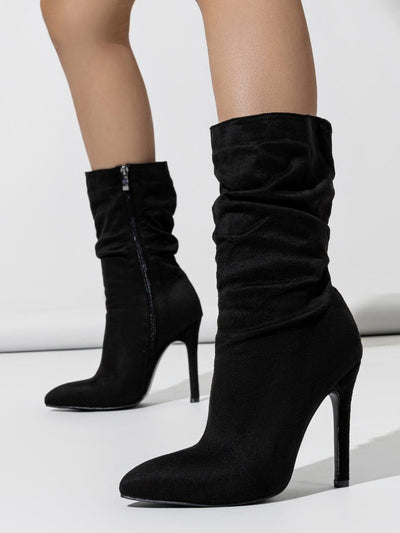 Booties Natural Wrinkle Fine Heel Pointed All Match Street plus Size