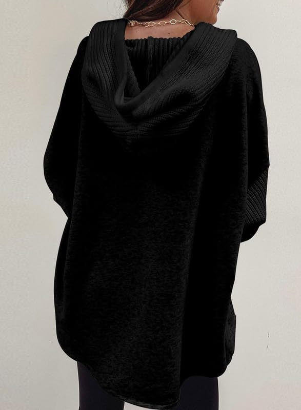 Fall Winter Women Clothing Sweater Patchwork Hoodie Casual Coat for Women