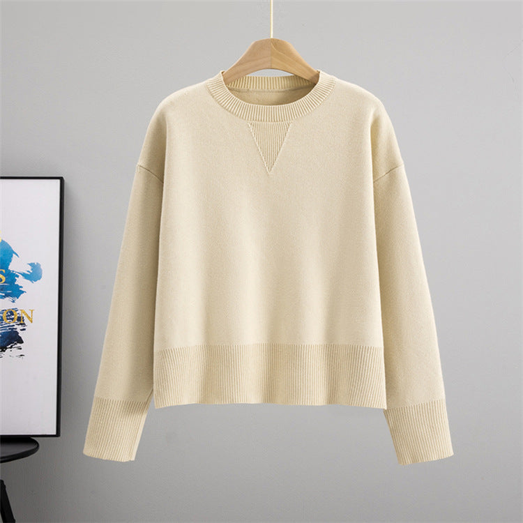 Solid Color Sweet Pullover Sweater