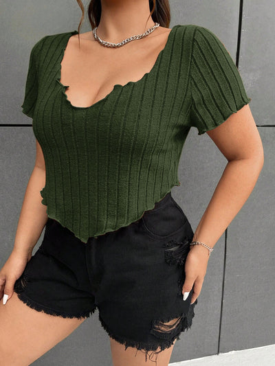 Plus Size Women All Match T shirt Summer Casual Office Slimming Top