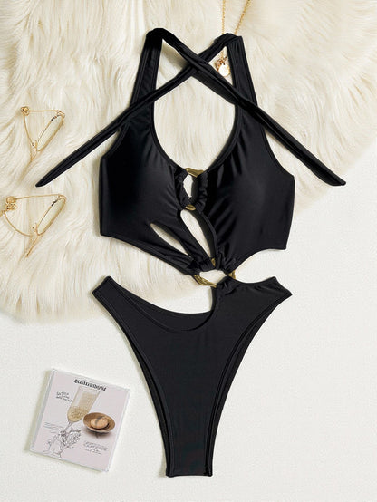 One Piece Swimsuit Sexy Bikini Swimsuit Women Backless Swimsuit Solid Color