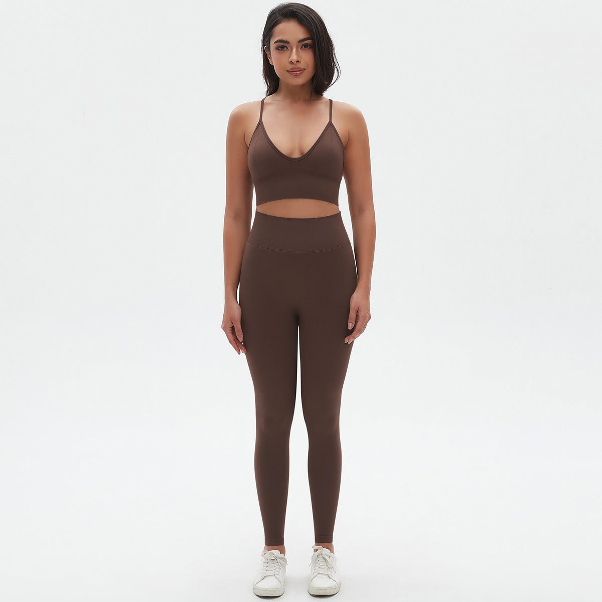 Knit Breathable Yoga Clothes Sexy Beauty Back Sports Bra High Waist Shaping Tights Fitness Suit