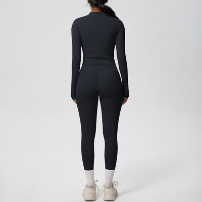 Skinny Yoga Pants High Waist Nude Feel Sports Zip Long Sleeve Coat Workout Clothes Hip Lifting Yoga Set