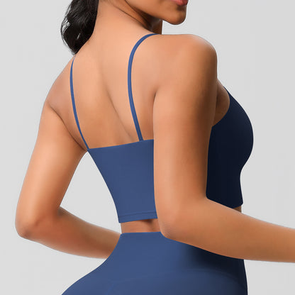 Yoga Jacket Sports Solid Color Underwear with Chest Pad Thin Strap Beauty Back Fitness Vest Camisole Yoga Clothes