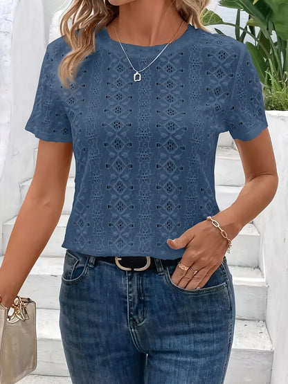 Hollow Out Cutout out V neck Short Sleeve Batwing Sleeve Slimming T shirt Top