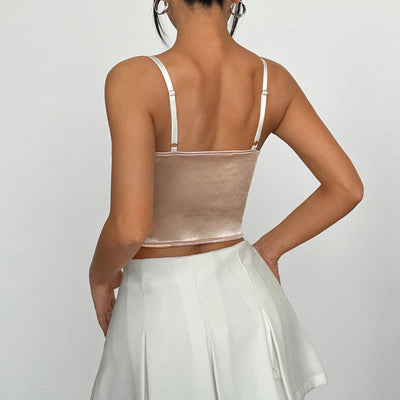 Independent Stand Lace Small Lace Mesh Embroidered Splicing High Elastic Satin Steel Ring Boning Corset Diamond Vest