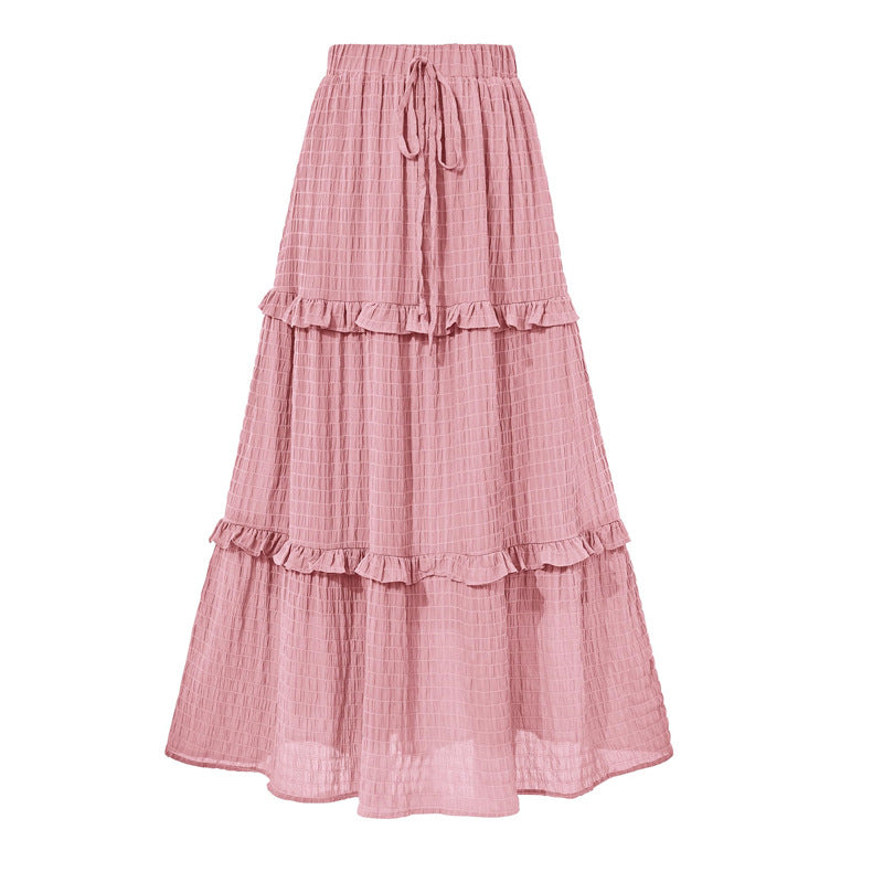 Office A line Pleated Skirt Summer Women Loose Slimming Waist Tight Skirt