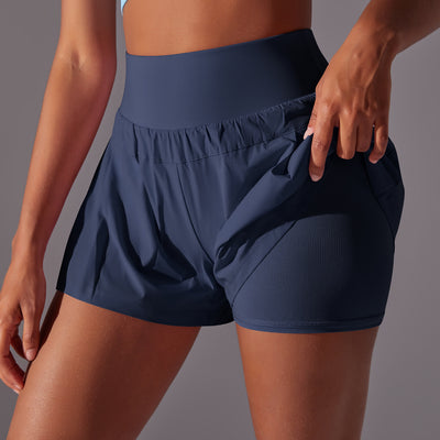 Cool Feeling Tennis Pants Waist Tight Slimming Leggings Running Fitness Pants Solid Color Skin Friendly Sports Yoga Shorts for Women