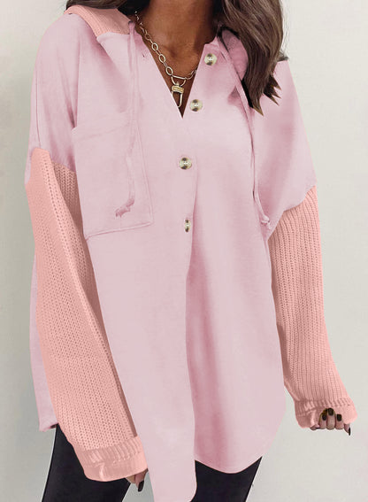 Fall Winter Women Clothing Sweater Patchwork Hoodie Casual Coat for Women