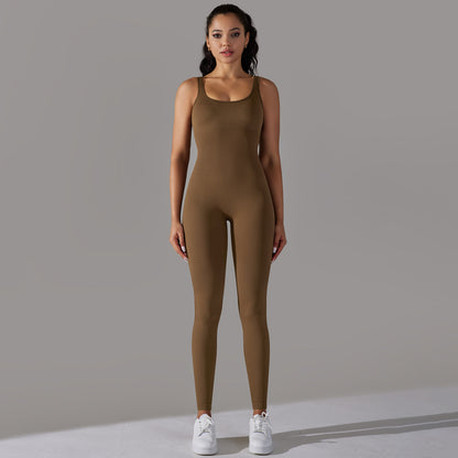 Spring Internet Seamless Thread Yoga Jumpsuit Dance Cinched Waist Slim Fit Sports Stretch Tight Jumpsuit