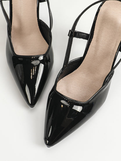 Simple Summer High Heels Shallow Mouth Pointed Toe Hollowed Back Empty Back Strap Strap Sandals High Heel