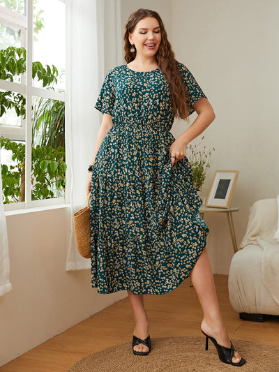 Plus Size Women Clothing Printed Loose Women Dress