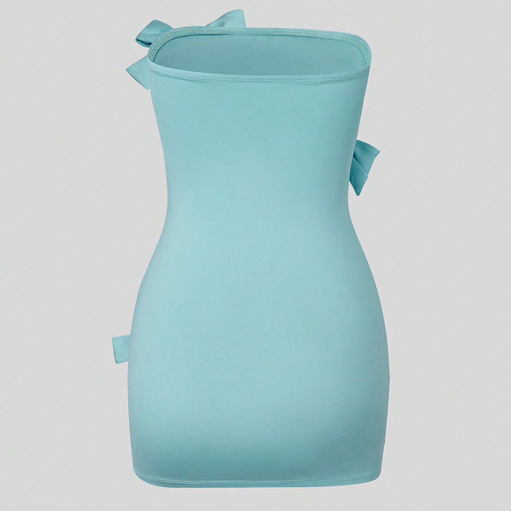 Popular off Shoulder Butterfly Rhinestone Sheath Dress Dress Milk Silk Outer