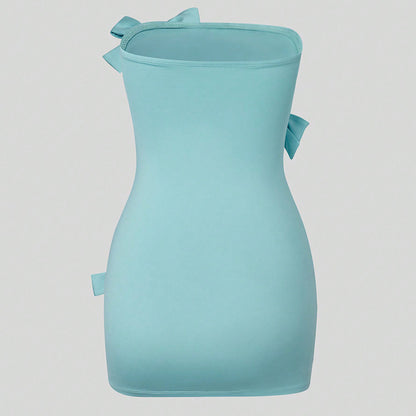 Popular off Shoulder Butterfly Rhinestone Sheath Dress Dress Milk Silk Outer