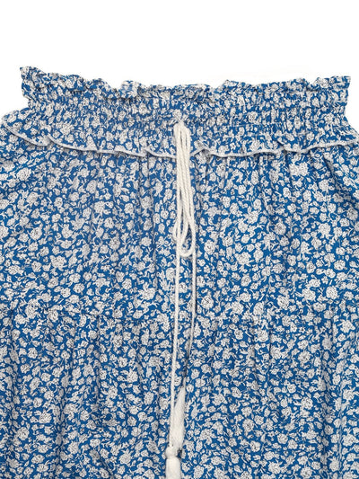 Summer Ethnic Floral Skirt Tassel Lace Printing Short Skirt for Women