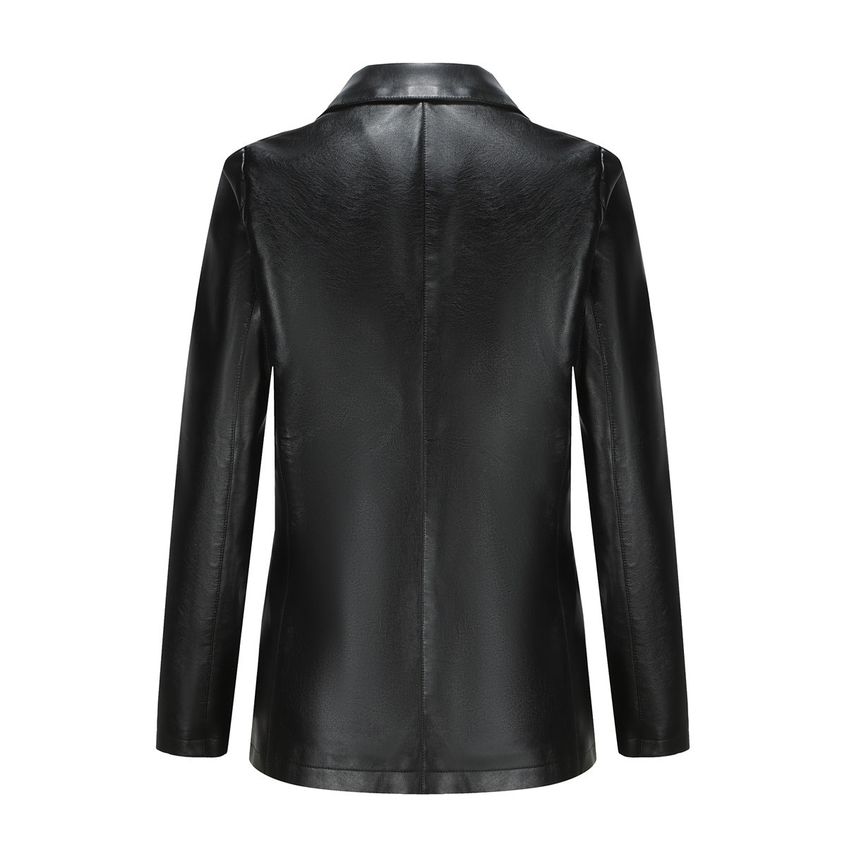 Small Long Sleeved Coat Women Single Button Office Casual Solid Color Leather Coat
