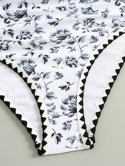 One Piece Printed Bikini Swimsuit Women Beach Vacation Swimsuit