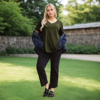 Plus Size Women Simple T Shirt Spring Summer Casual Loose Slimming Top