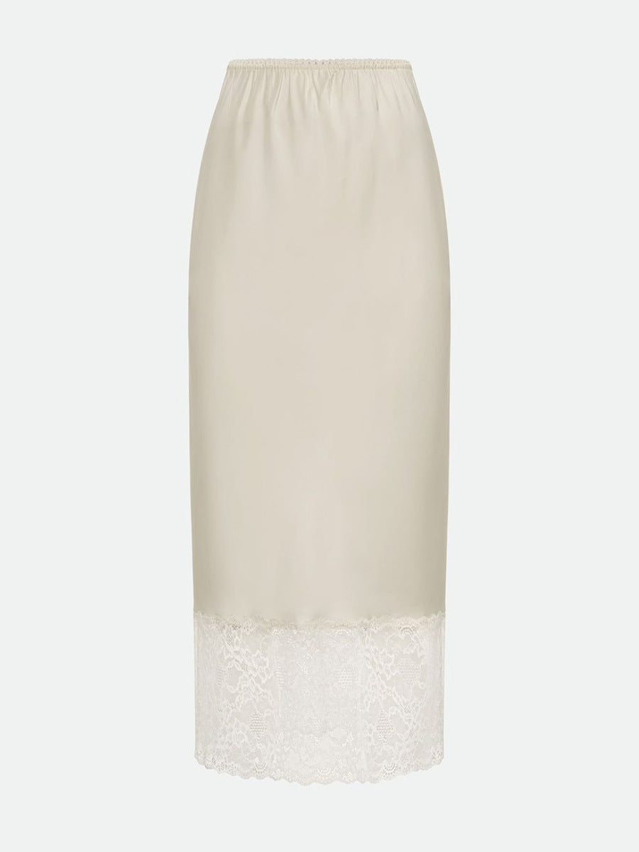 Lace Stitching Skirt Women Summer Solid Color Satin Lace Lace Skirt