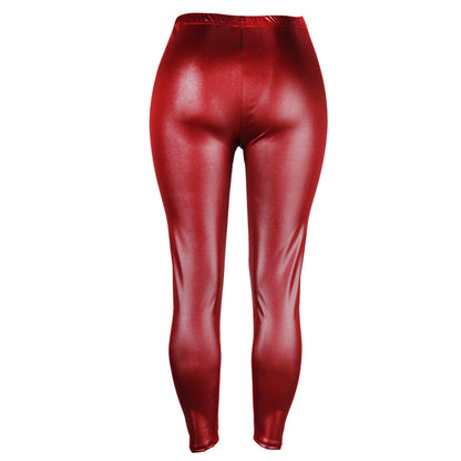 Faux Leather Leggings Popular Leather Pants Thin Large Stretch Feet Pants Cropped Pants