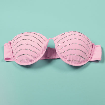 Sexy Solid Color Sheath Suit Rhinestone Heart Shaped Slim Fit Two Piece Suit