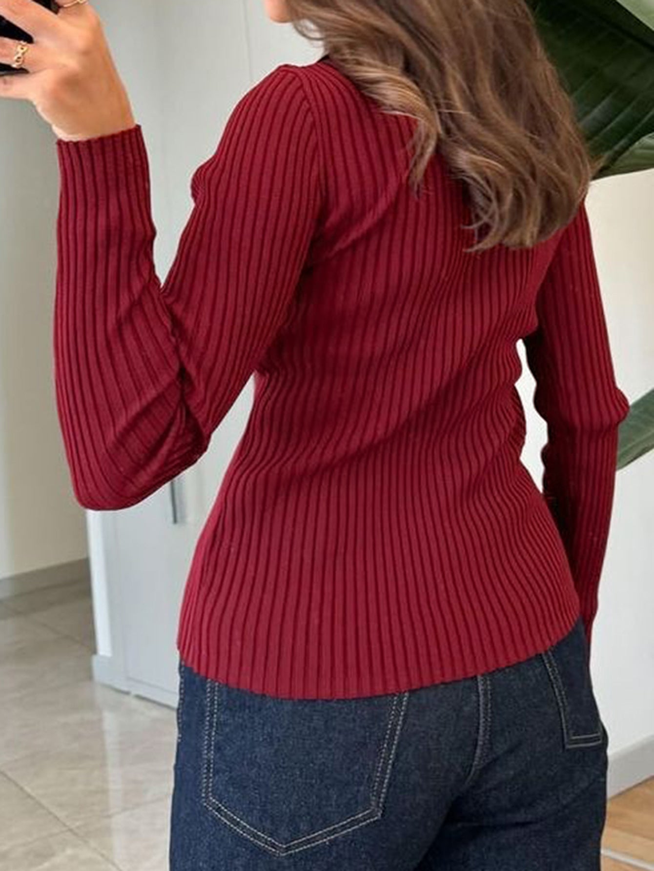 Casual Simple Solid Color Long Sleeved Shirt Woolen Women Clothing Autumn Winter