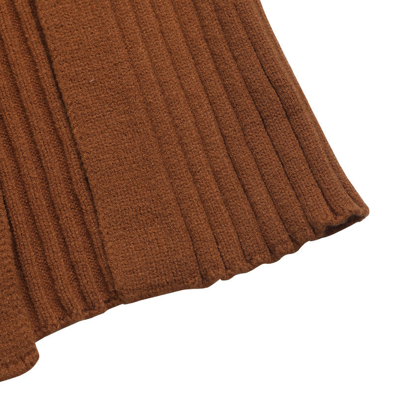 Autumn Winter Casual Knitted Hip Skirt Elegant Button Split Woolen Skirt