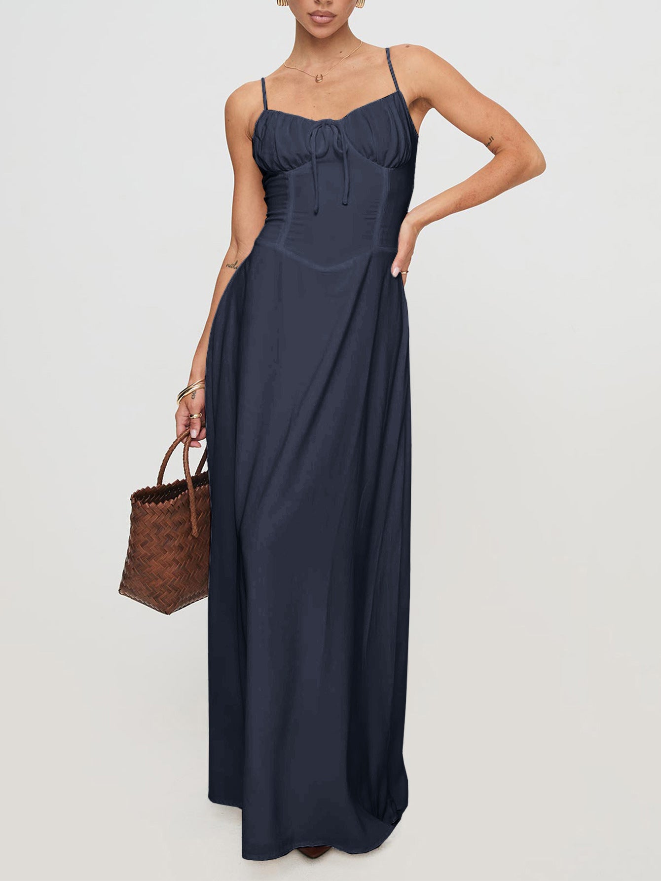 Elegant Evening Dress Short Sleeve Solid Color Dress Women Clothing Autumn Winter