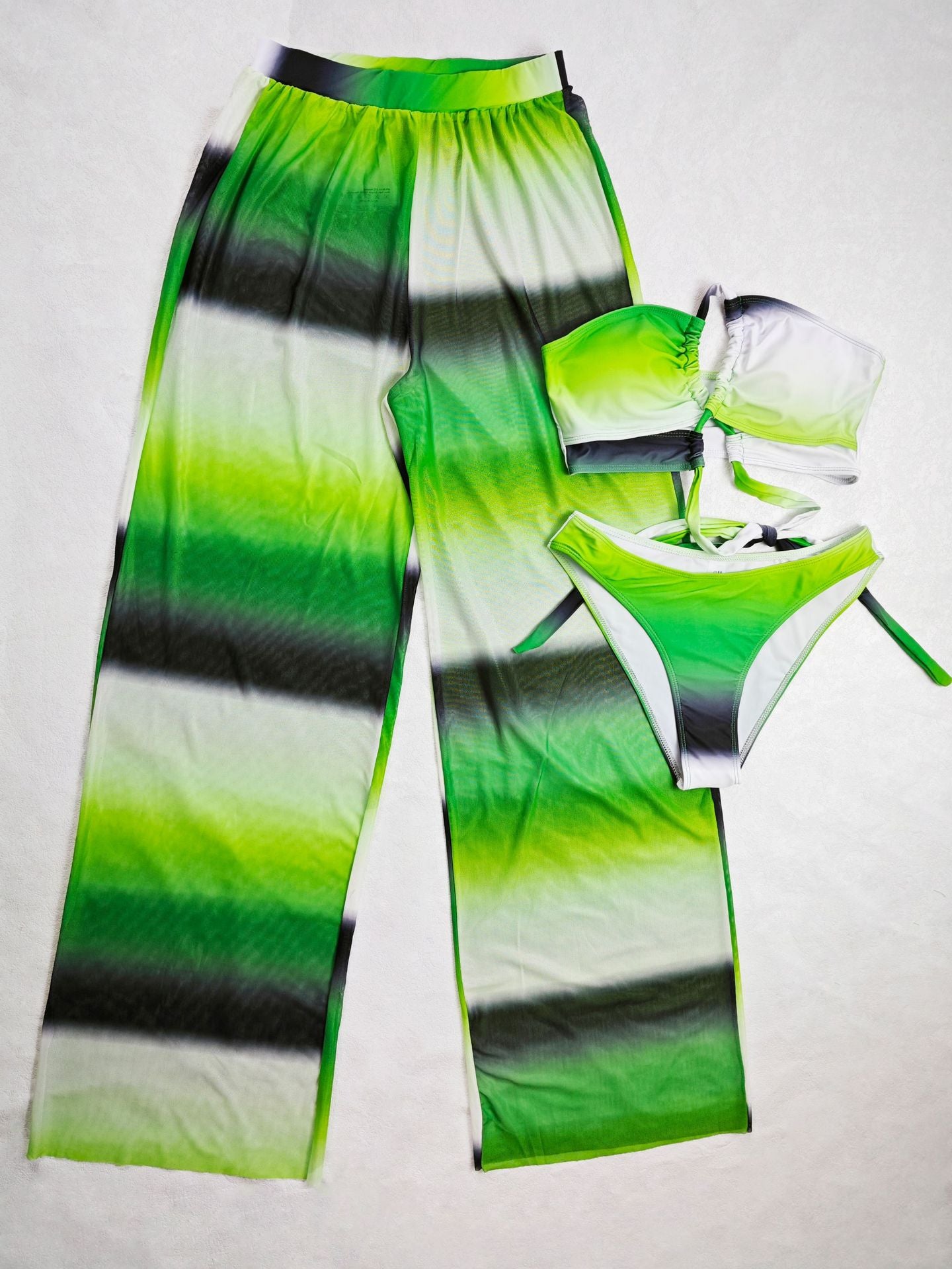 Sexy Printed Mesh Trousers Three Piece Swimsuit Set