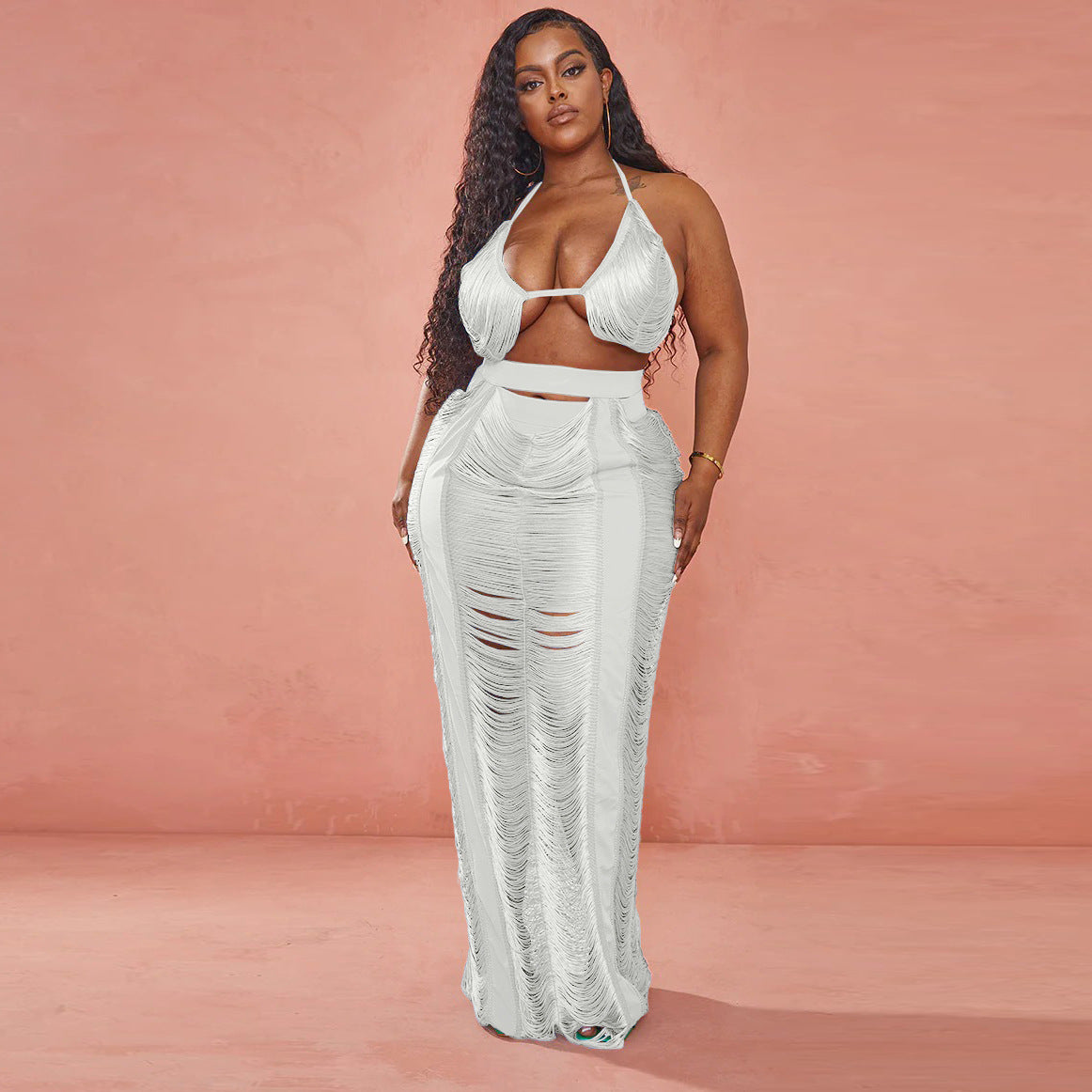 Sexy Women Clothing Hollowed-out plus Size Beachwear Women Skirt Set
