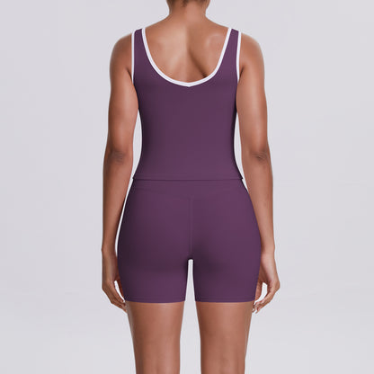 Cross High Top Sports Women Contrast Color Backless Tight Nude Feel Yoga Running Fitness Yoga Wear