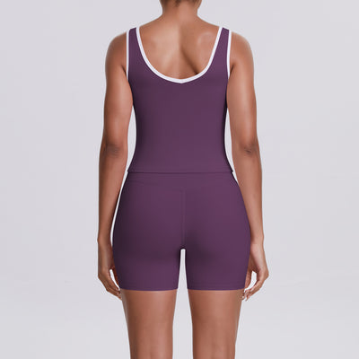 Cross High Top Sports Women Contrast Color Backless Tight Nude Feel Yoga Running Fitness Yoga Wear