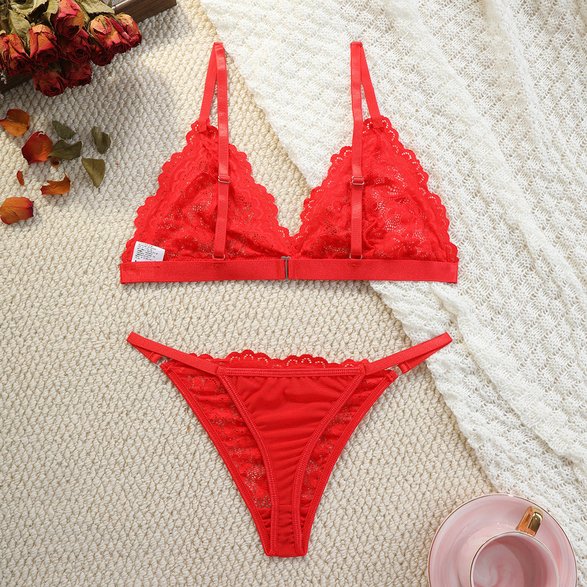 Lace Bra Set Sexy Lingerie Push up Girl Triangle Cup Comfortable Big Breasts Sexy Pajamas