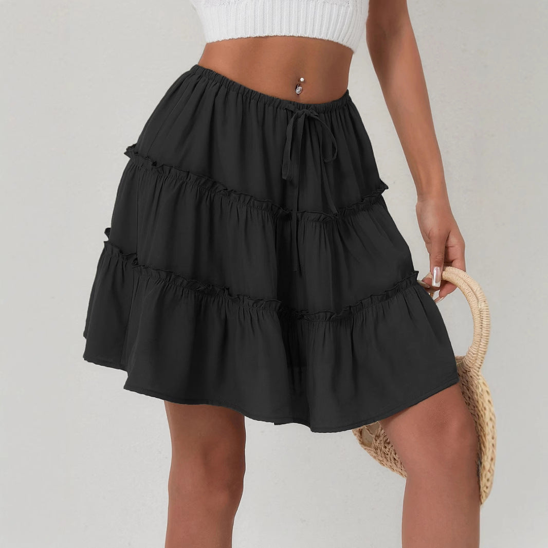 Women Clothing Lace up Adjustable Short Skirt Anti Exposure Pants Lining High Waist Skirt for Women