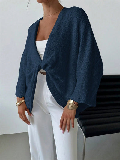 Cross Design Deep V Plunge neck Casual Loose Elegant Simple Sweater