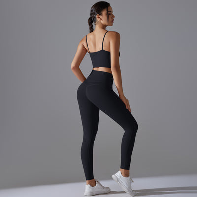 Nude Feel Skin Friendly Vest Yoga Clothes High Strength Workout Clothes Pilates Running Sports Sling Top Set