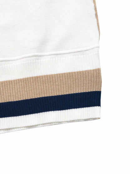 Pullover Top Autumn Winter Casual Women Clothing round Neck Stitching Contrast Color Knitwear