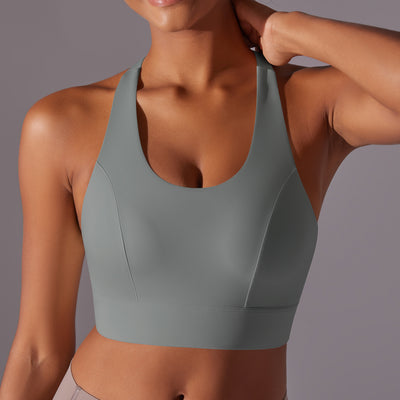 High Strength Sports Underwear One Piece Chest Pad Seamless Hook Eye Closure Yoga Vest Shockproof Push up Beauty Back Yoga Bra