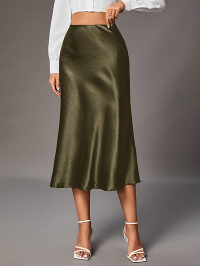 Women Clothing Brand Satin Satin Skirt High Sense Small Artificial Silk Skirt Women Skirt