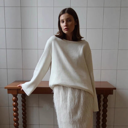 Cotton Pullover Autumn Winter Backless Sweater Loose Knitted Pullover Sweater for Women