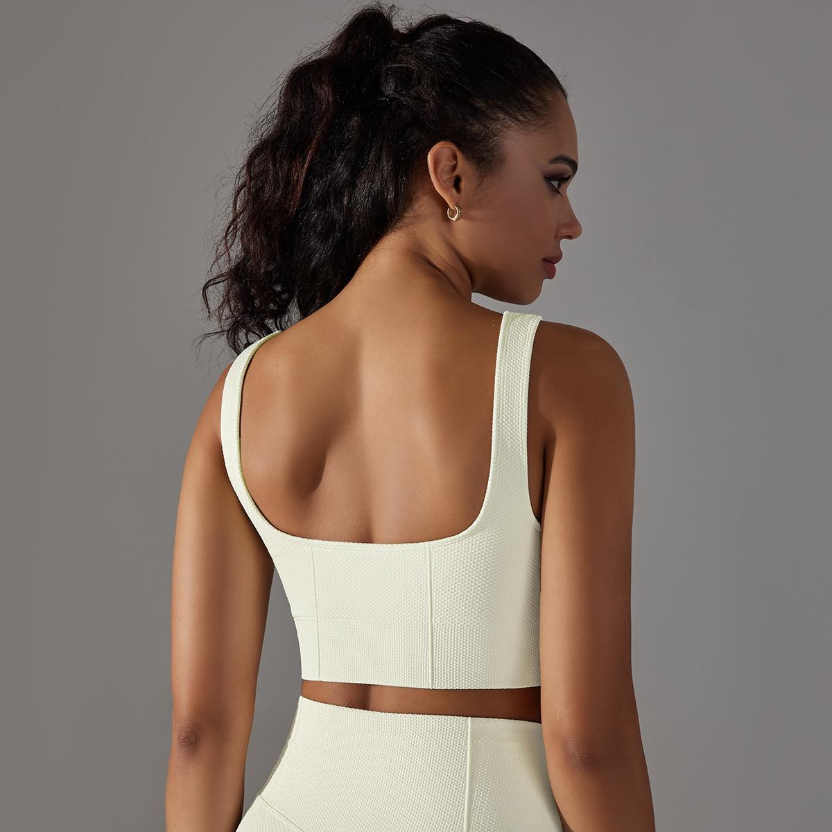 Solid Color Breathable Beauty Back Workout Underwear Sports Seamless Knitted Vest Push up Shockproof Workout Bra