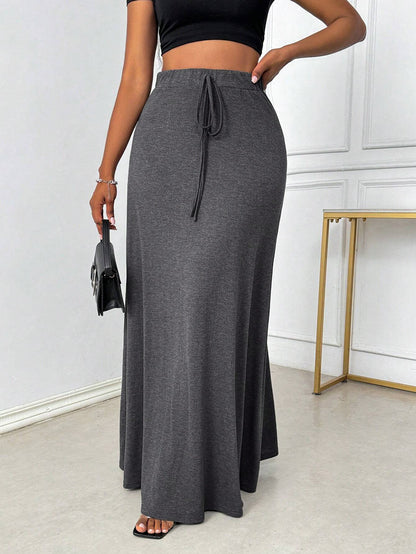 Women Clothing Fashionable Simple Skirt Autumn Winter High Waist Drooping Ankle Length Skirt