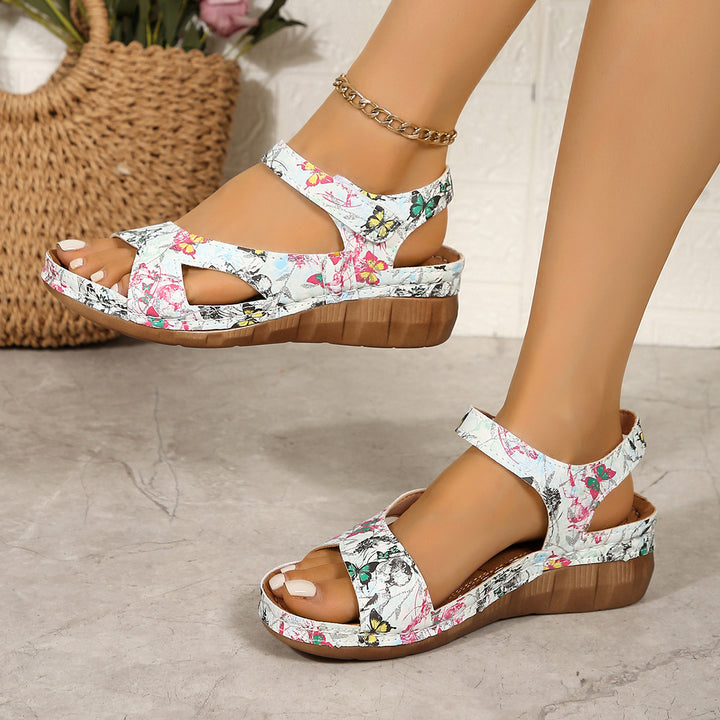 Velcro Platform Sandals Women Wedge Open Toe Beach Slippers - GLAMWEARS