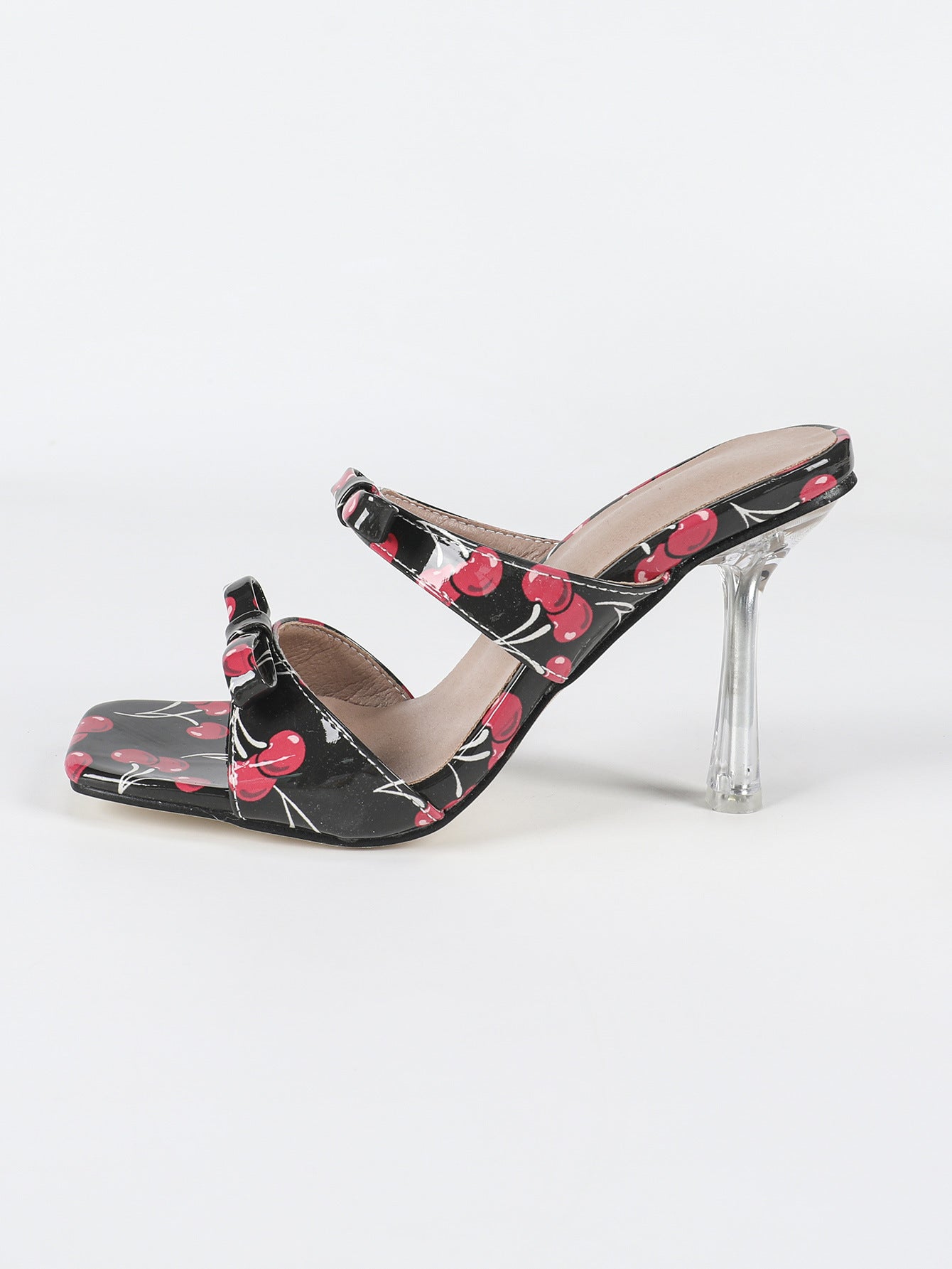 Summer Sandals Women All Match Word with Chunky Heel Crystal Transparent High Heel Shoes Women
