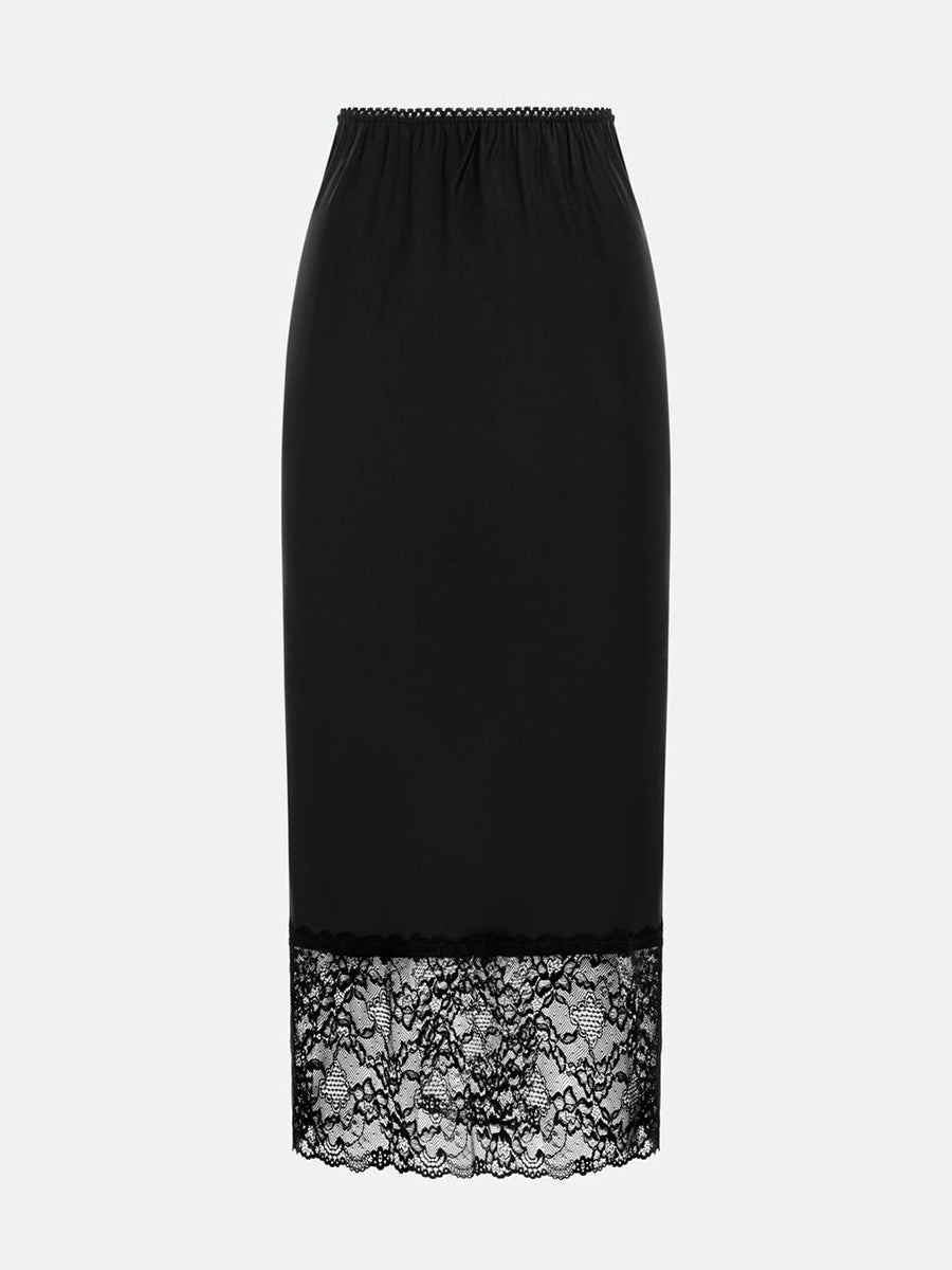 Lace Stitching Skirt Women Summer Solid Color Satin Lace Lace Skirt