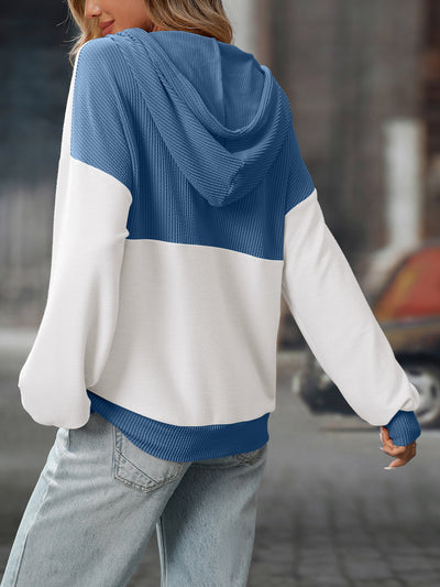 Pullover Women Clothing Autumn Winter Women Contrast Color Twist Strip Hooded Sweater