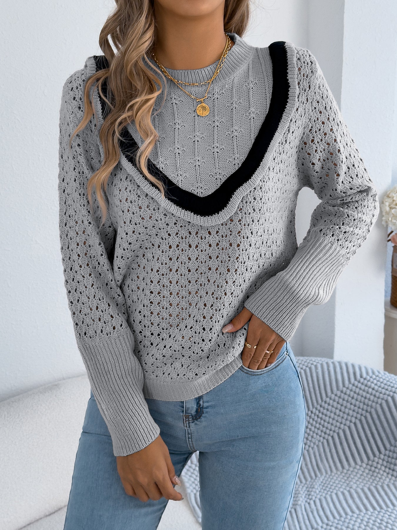 Women Clothing Autumn Winter Fungus Long Sleeve Pullover