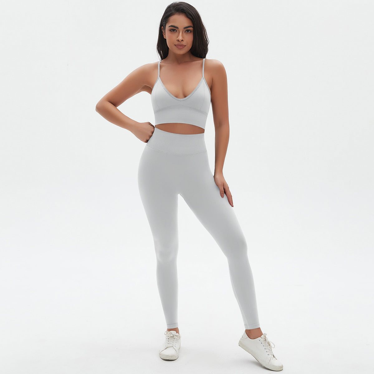 Spaghetti Strap Bra Trousers Suit-Moonlight White