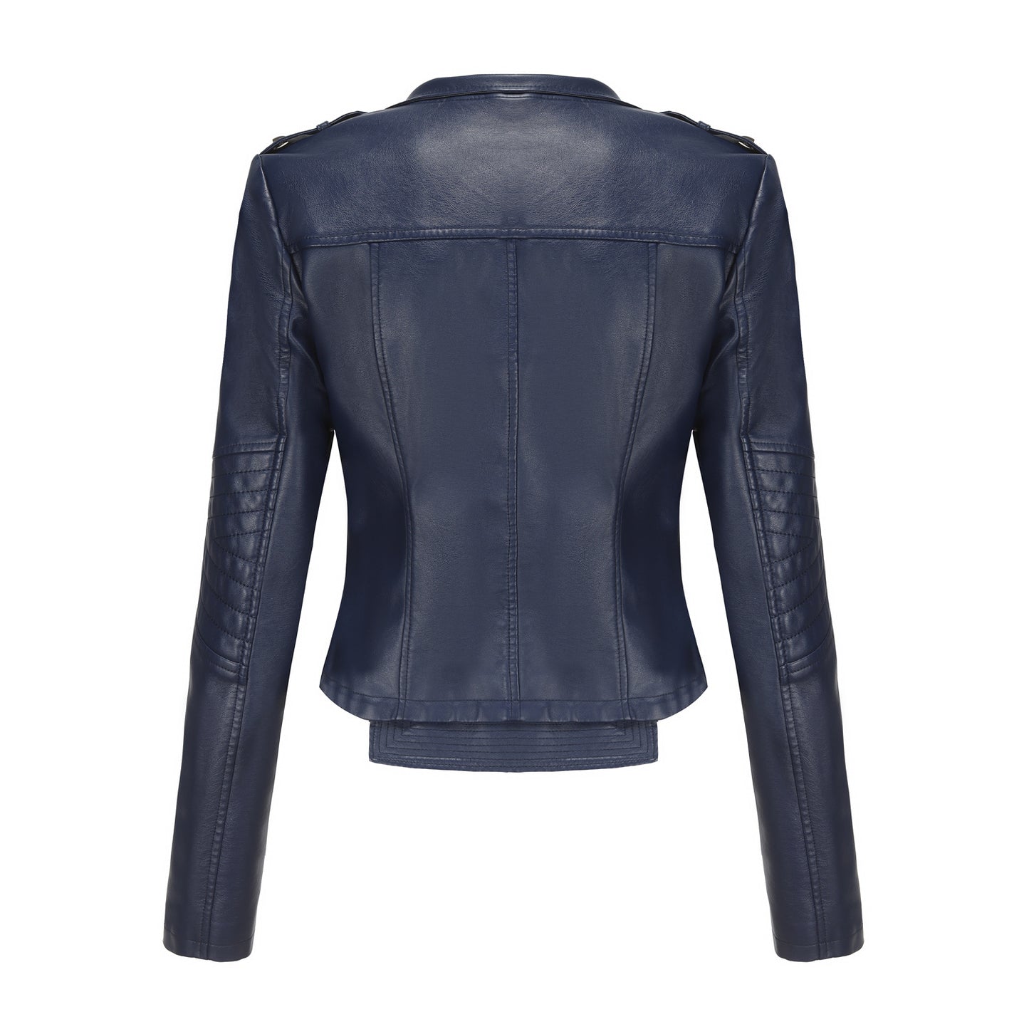 Slim Fit Long Sleeved Spring Autumn Leather Jacket Women Rivet Popular Short Jacket Zipper Leather Jacket